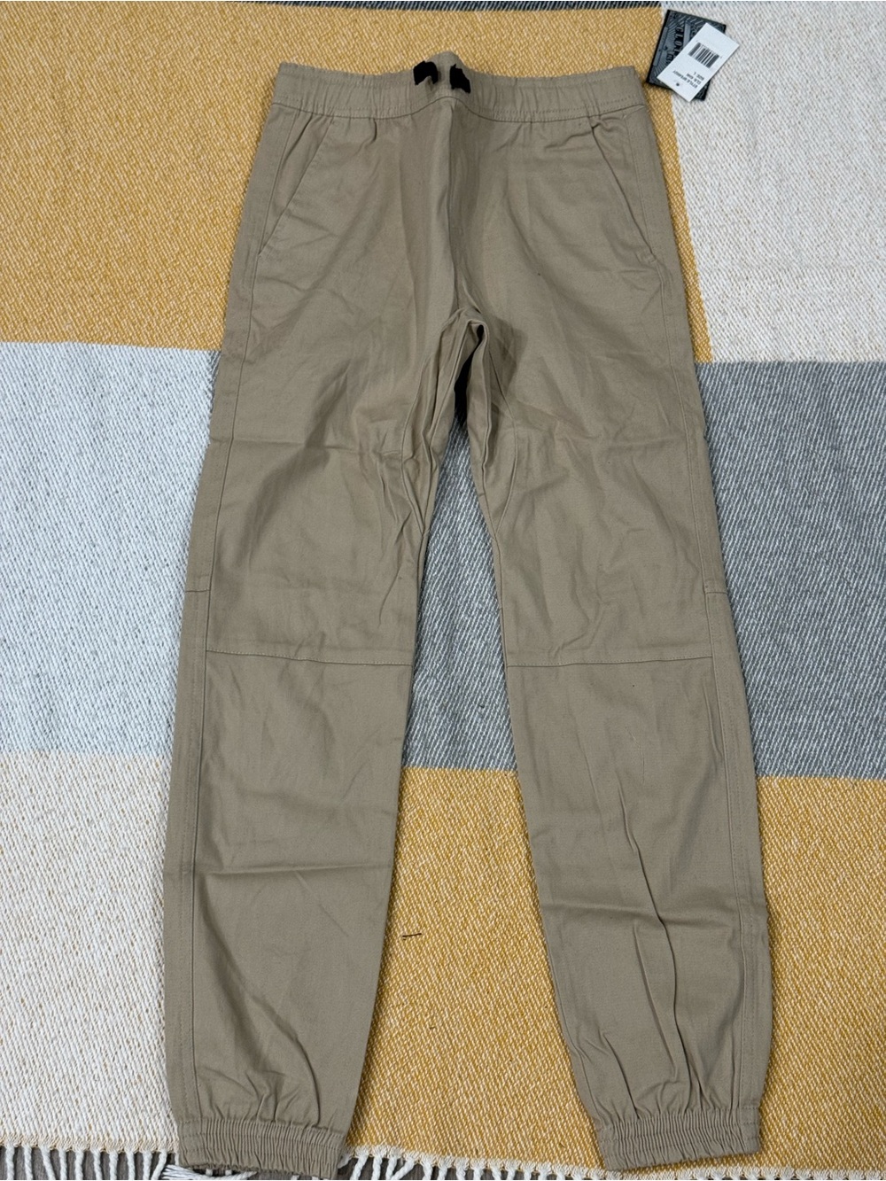 Men's Elastic Waist Joggers in Khaki - Casual Utility Style
